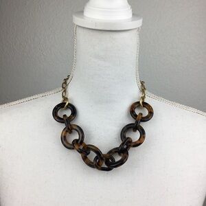 J. Crew Tortoise Resin Link Statement Necklace